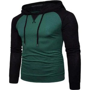 MEN's Drawstring Long Sleeve Hoodie B03 Dark green